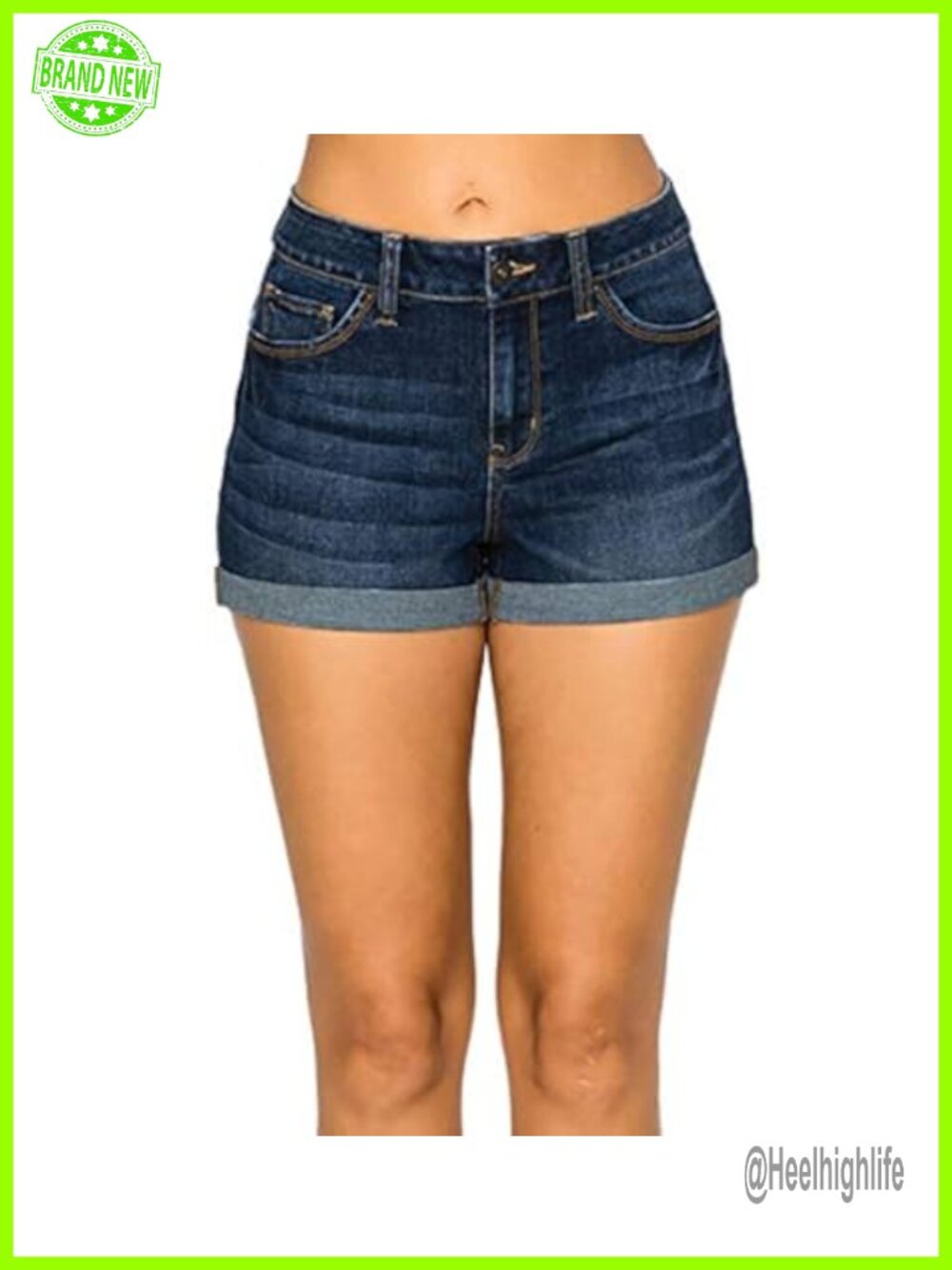 REPREVE High Waisted Denim Shorts with Booty Lift and Rolled Cuffs